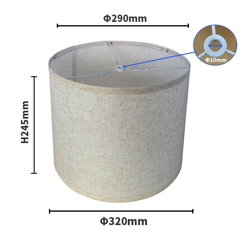 Paralume A Tamburo Alto In Lino Bianco - 25,4x25,4x33 Cm - Ricambio Per Lampade Da Tavolo, Terra E Sospensione