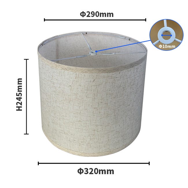 Paralume A Tamburo Alto In Lino Bianco - 25,4x25,4x33 Cm - Ricambio Per Lampade Da Tavolo, Terra E Sospensione