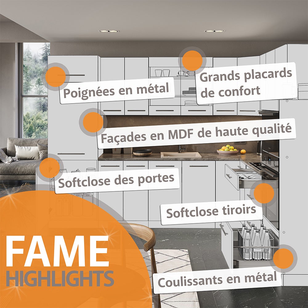 Vicco Îlot de cuisine Fame-Line, Chêne vert et or/chêne doré, 90cm sans PT - 8