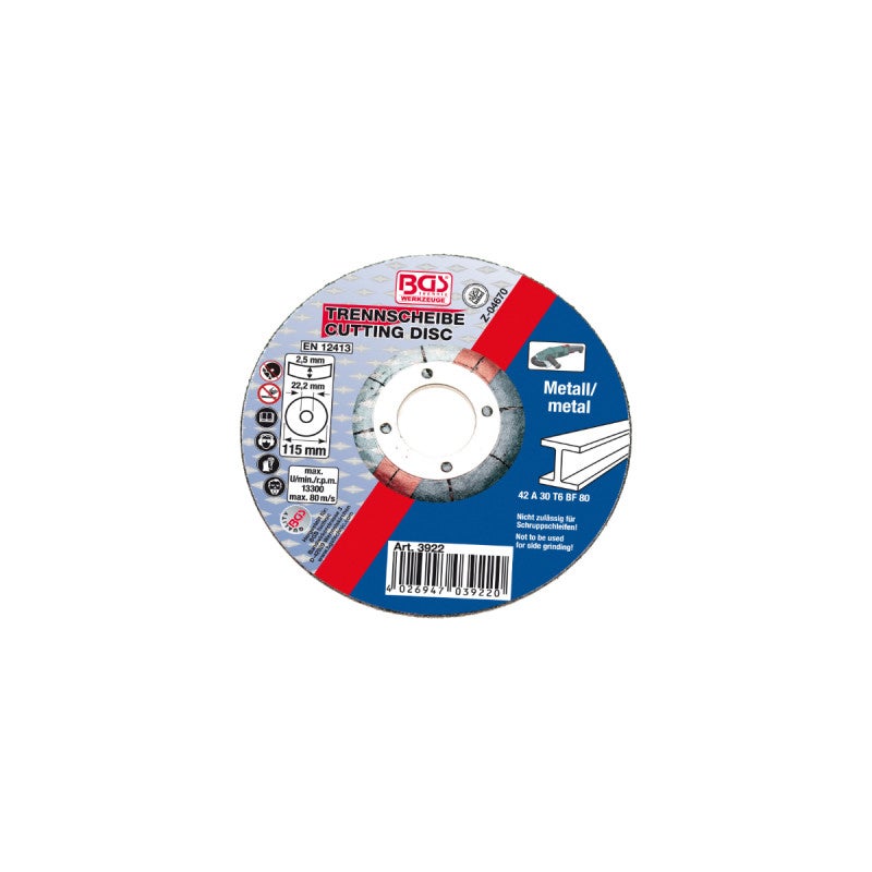 Disco Diamantato Da Taglio Per Metallo 115 X 2,5 Mm, Tipo 42