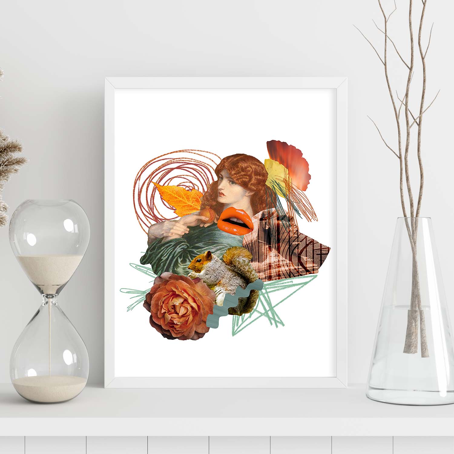 Lamina artistica decorativa con ilustracion de collage 18 estilo collage sin marco - a4