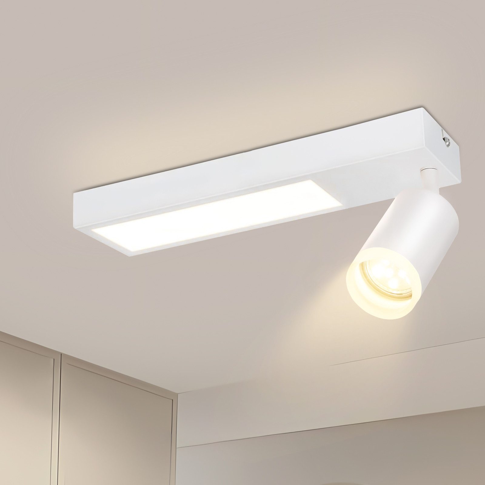 NETTLIFE Reflektorowa sufitowy 1 żarówka GU10 sypialnia 3000k 20W czarna lampa kuchenna ciepła biel regulowana do sypialni kuchni biura