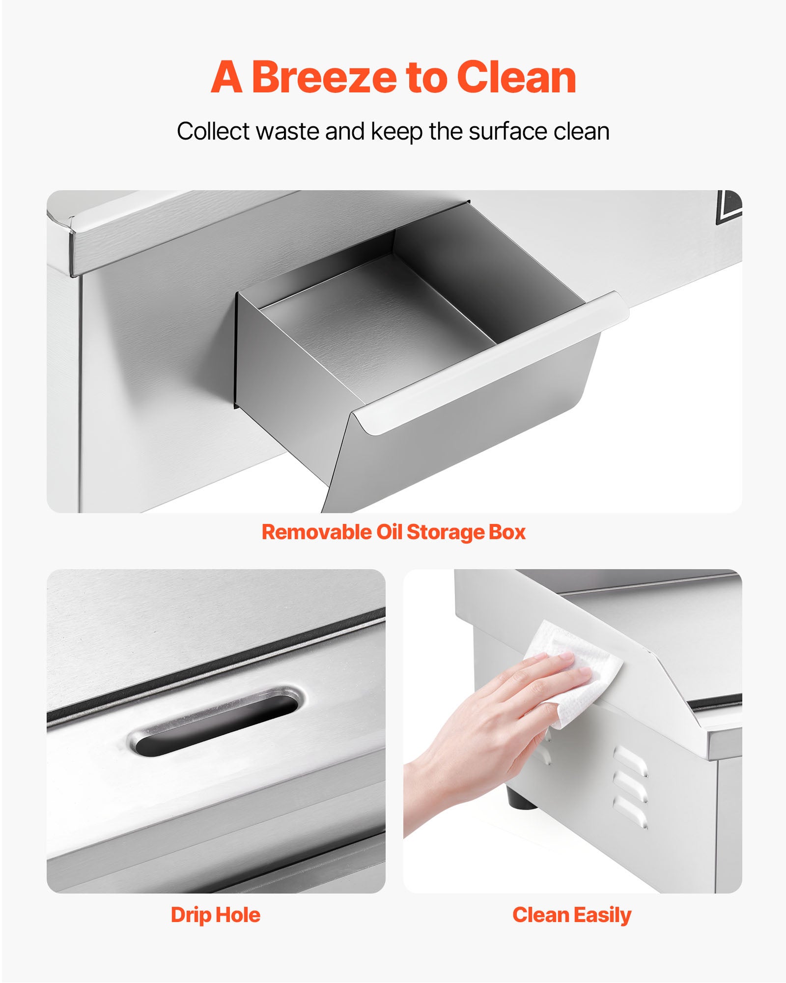 Plancha électrique VEVOR inox 3200 W, plaque 535×300 mm, 50–300 °C, avec accessoires, pour barbecue/restaurant/snack-bar - 6