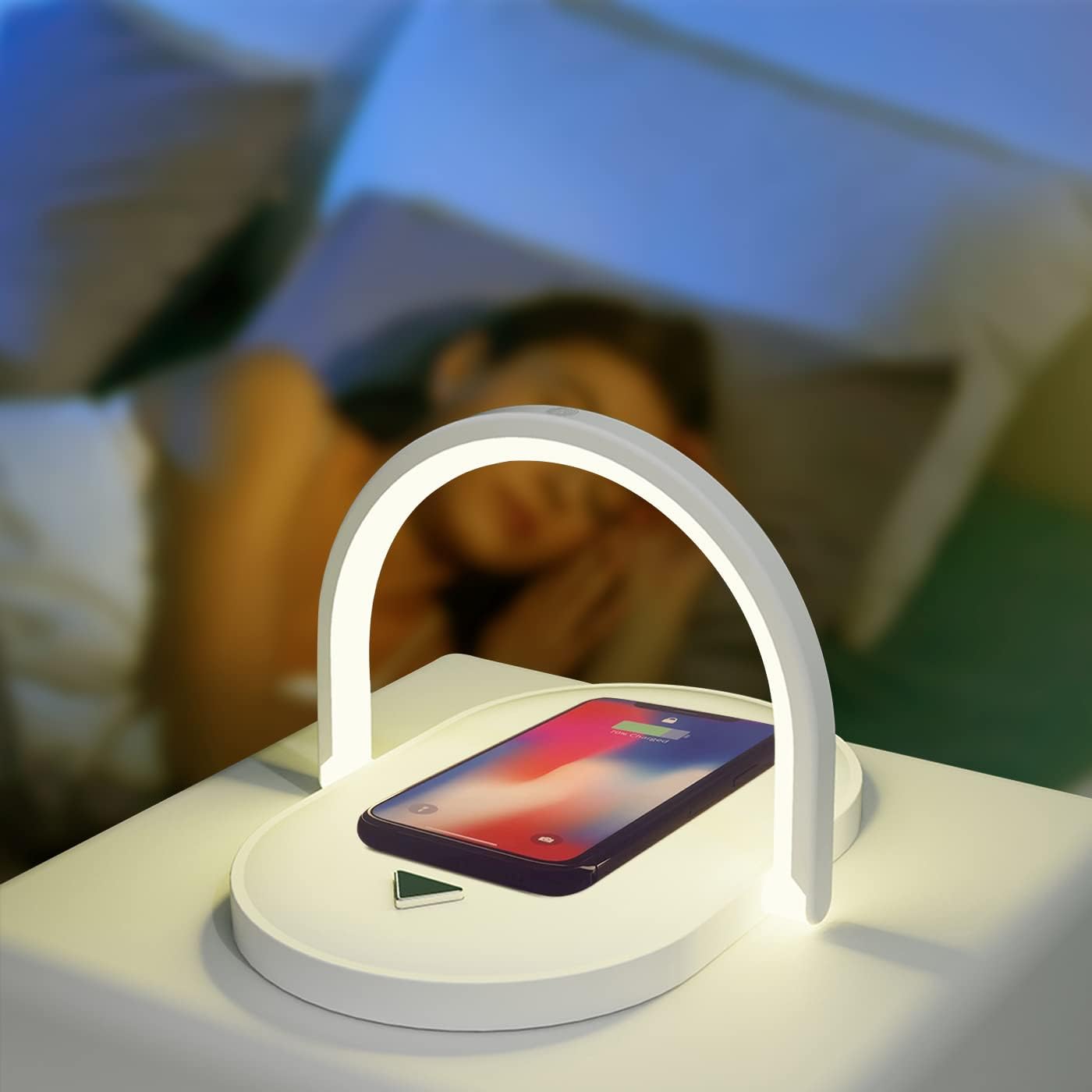 Lampe De Charge Sans Fil Multifonction RGB - Veilleuse Bluetooth Haut-Parleur Réveil Numérique Pour Chambre