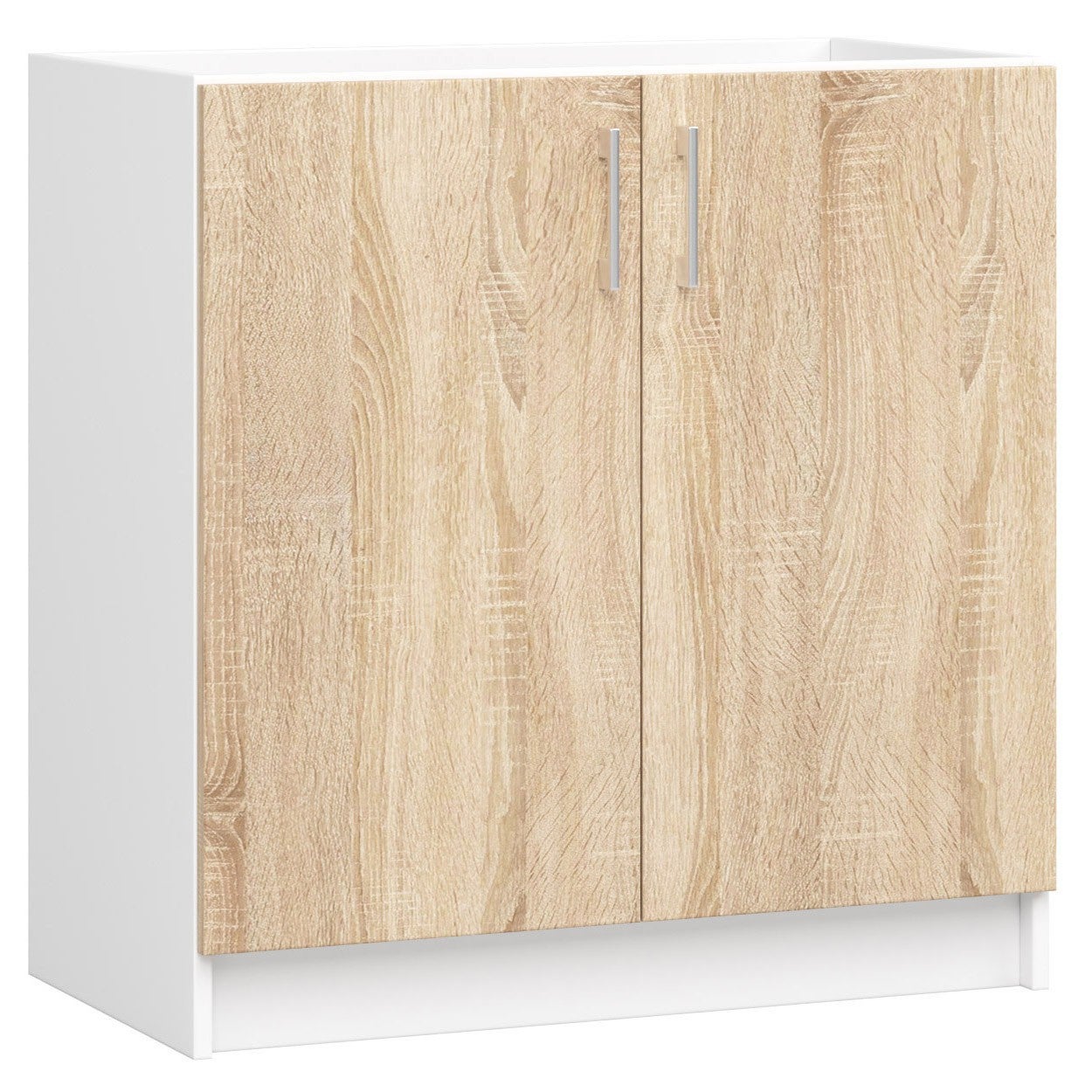 Szafka pod zlew kuchenny: 2 drzwi, 1 półka, kolor biały | dąb sonoma, szerokość: 80 cm, wysokość: 82 cm, głębokość: 44,5 cm.