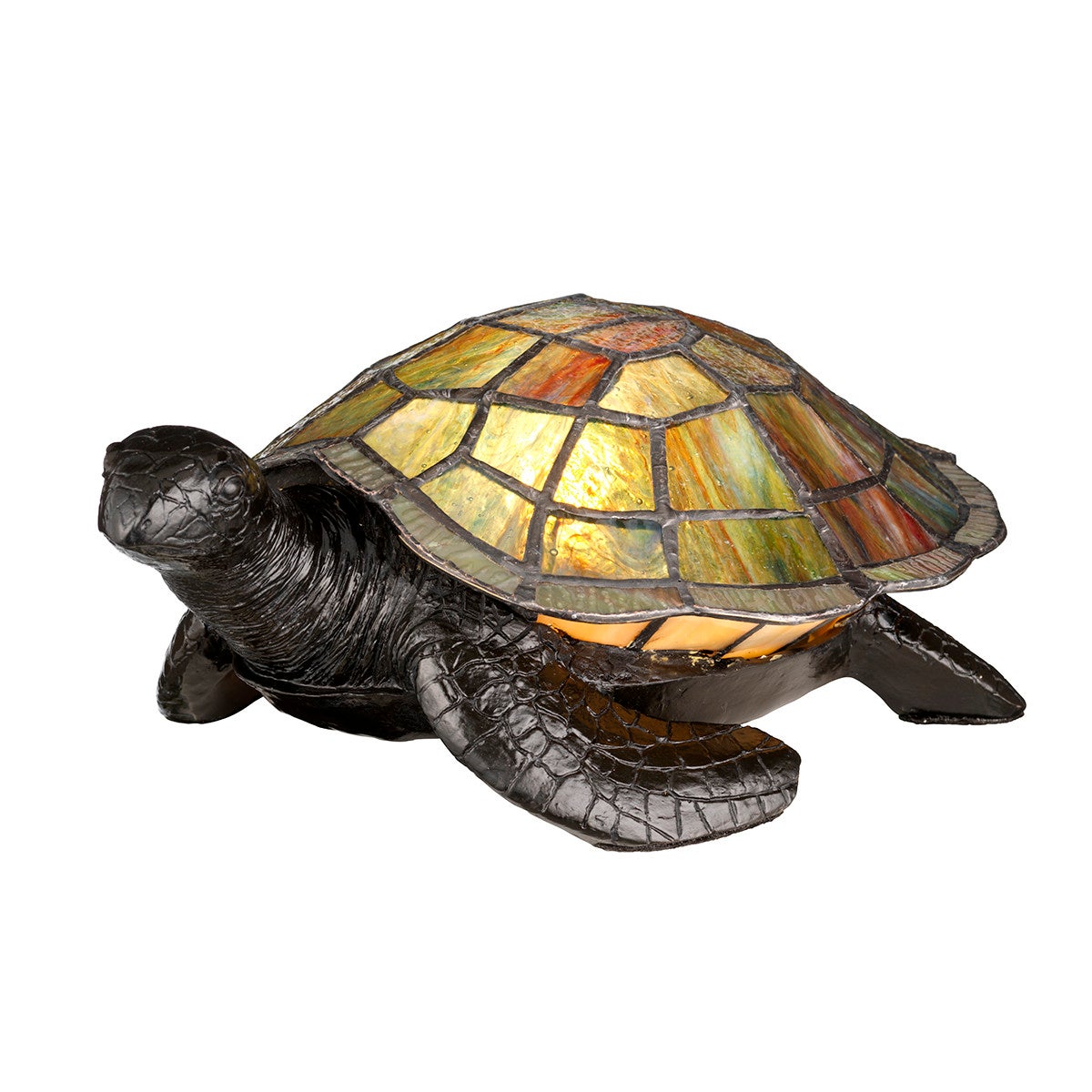 Lampa stołowa witrażowa zielona brązowa żółw błotny Tiffany Animal Lamps G9 3W Quoizel
