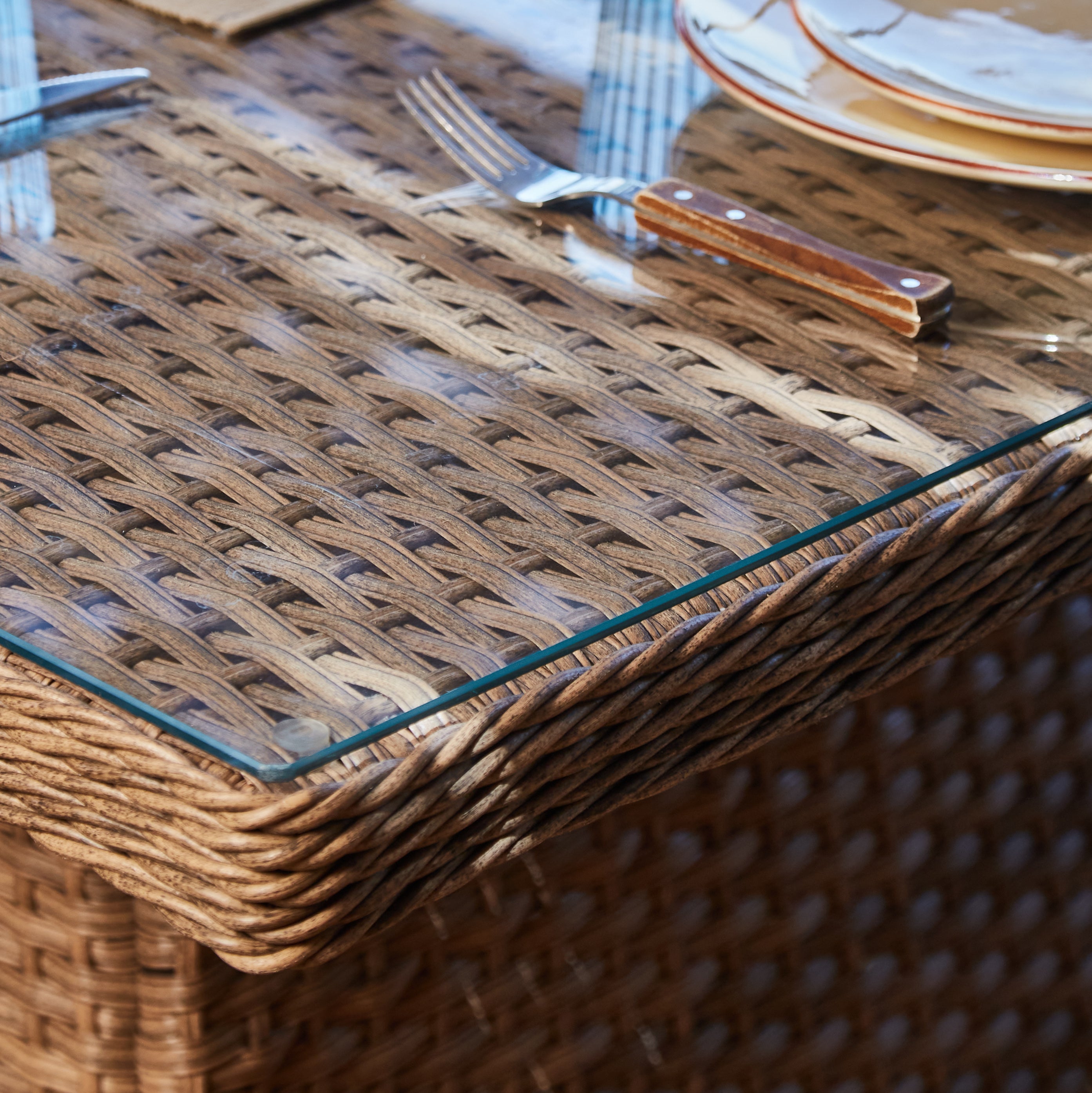 Conjunto comedor mesa jardín 200x100 cm y 6 sillas ratán sintético y aluminio – Bolonia - 5