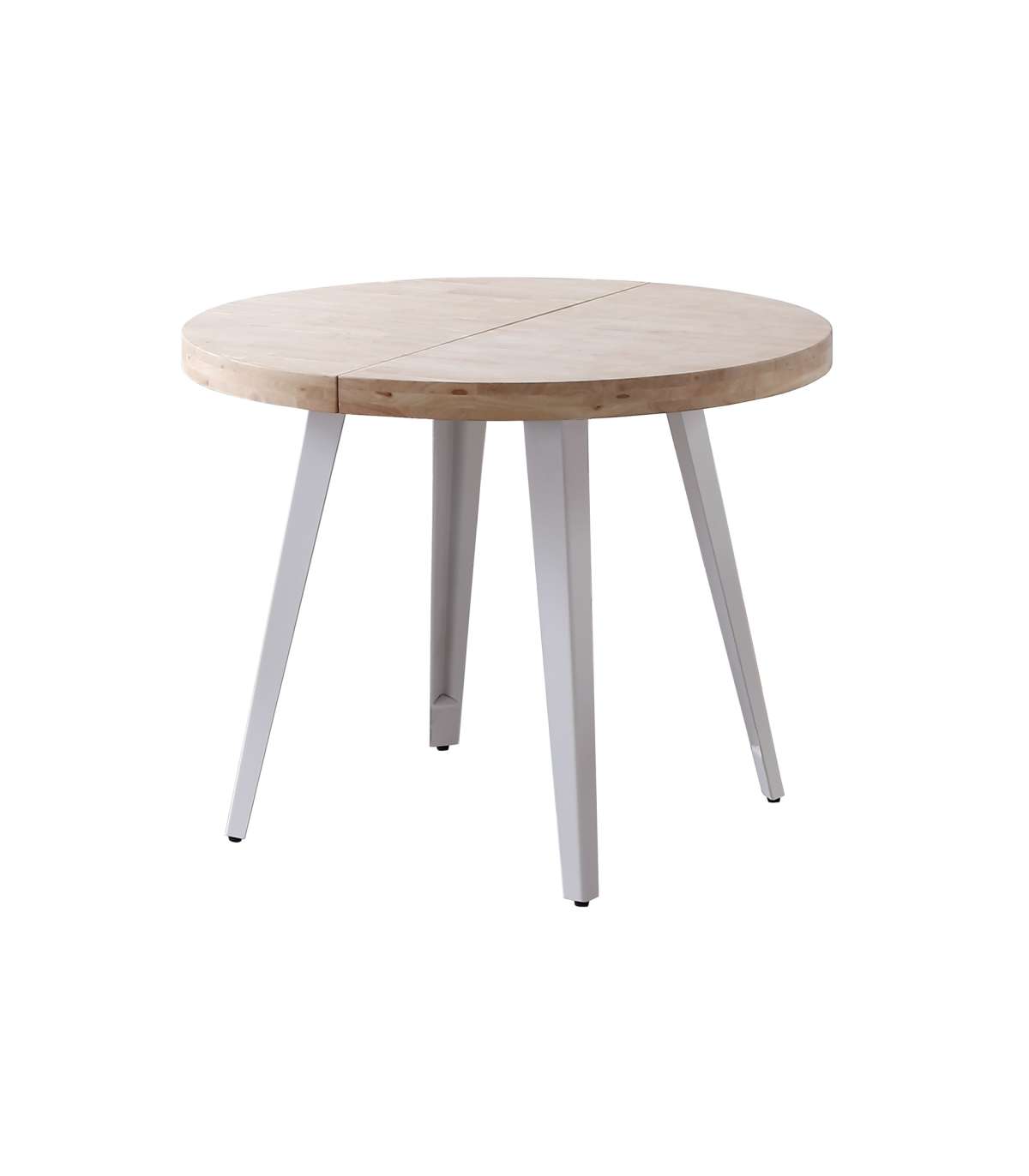 Mesa redonda extensible berg roble nordish patas blancas 76 cm(alto) 100cm(ancho) 100-140-