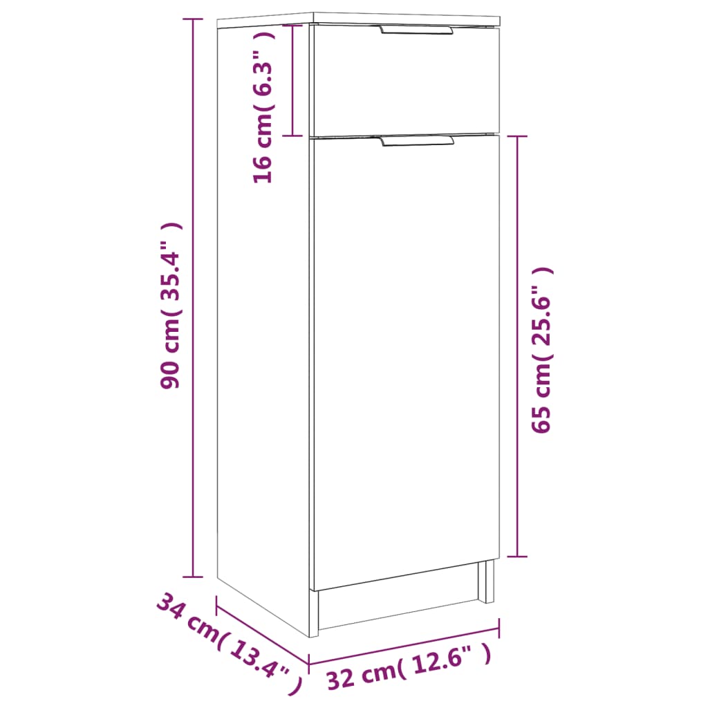Armoire de bain Chêne fumé 32x34x90 cm Bois d'ingénierie vidaXL - 3
