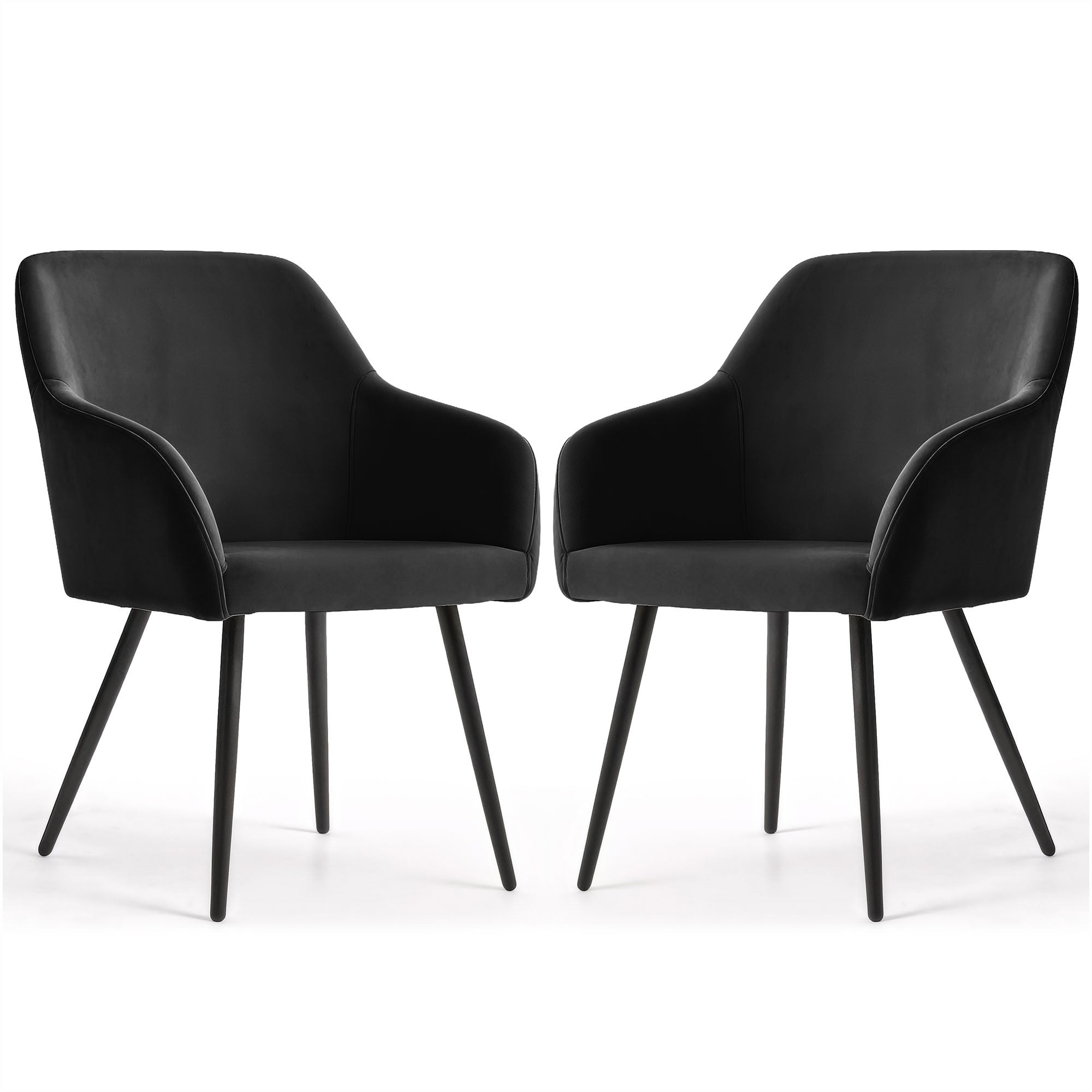 2x Welurowe krzesło tapicerowane gładkie Czarne ESTELLE Czarne nogi