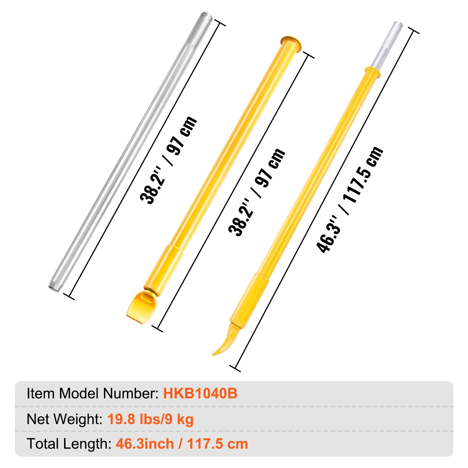 Demonte-Pneu a Marteau Coulissant VEVOR 117,5 cm Detalonneur de Pneu en Acier Leger et Portable Decolle Pneu Manuel pour Decoller Facilement le Pneu - 5
