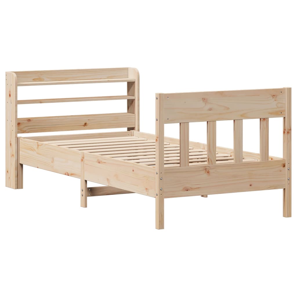 Cadre de lit sans matelas 75x190 cm bois de pin massif - COMFORTXL - 3