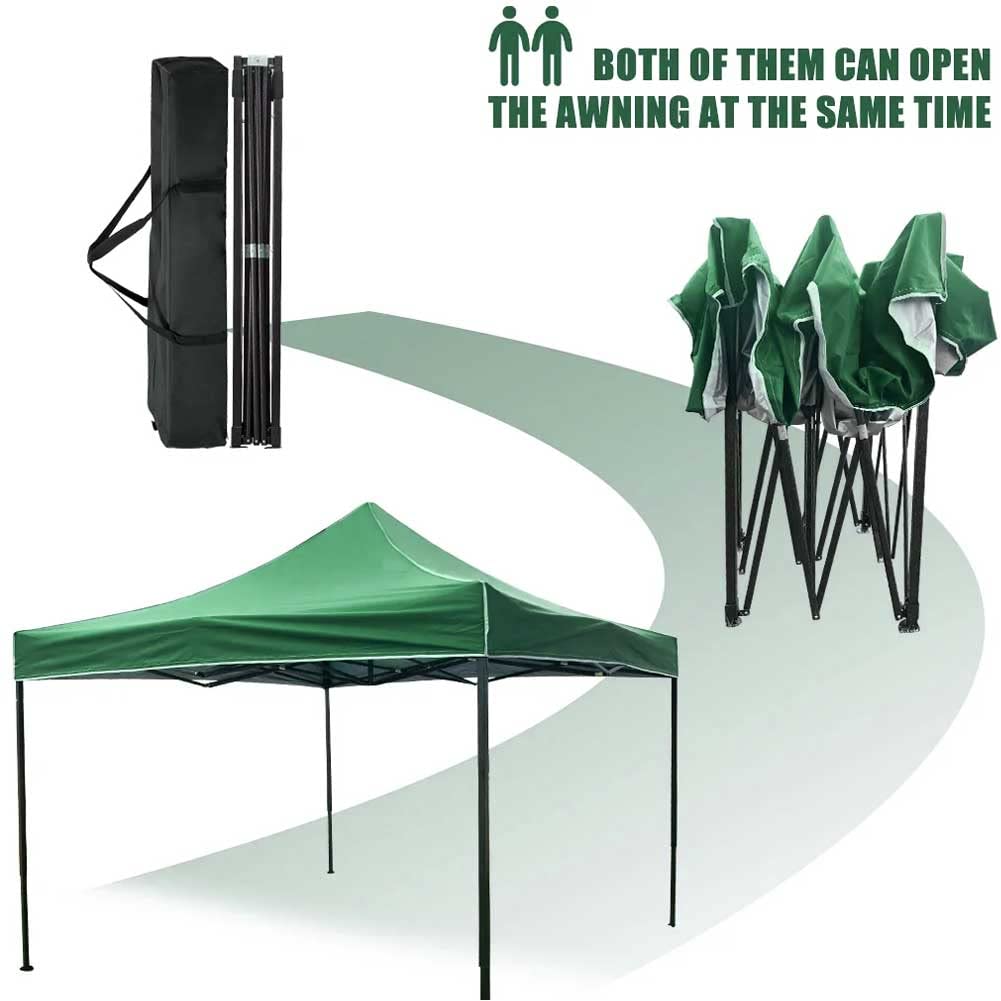 Gazebo 3x3 Pieghevole Impermeabile Richiudibile Fisarmonica Fiera mercato Verde - 6