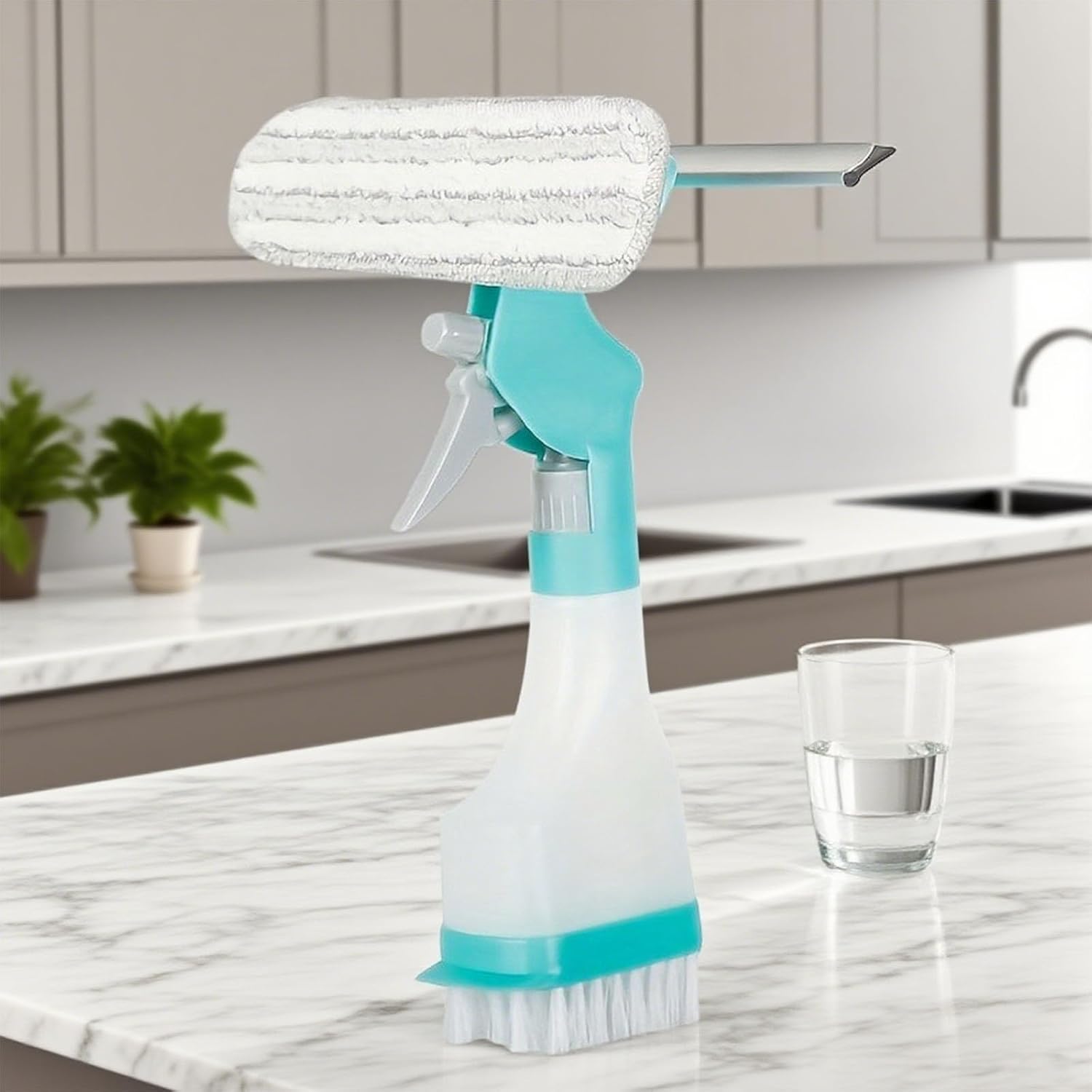 Nouvel outil multifonction pour le nettoyage des vitres, kit 4 en 1 comprenant une raclette et un pulvérisateur pour fenêtres, miroirs - 3