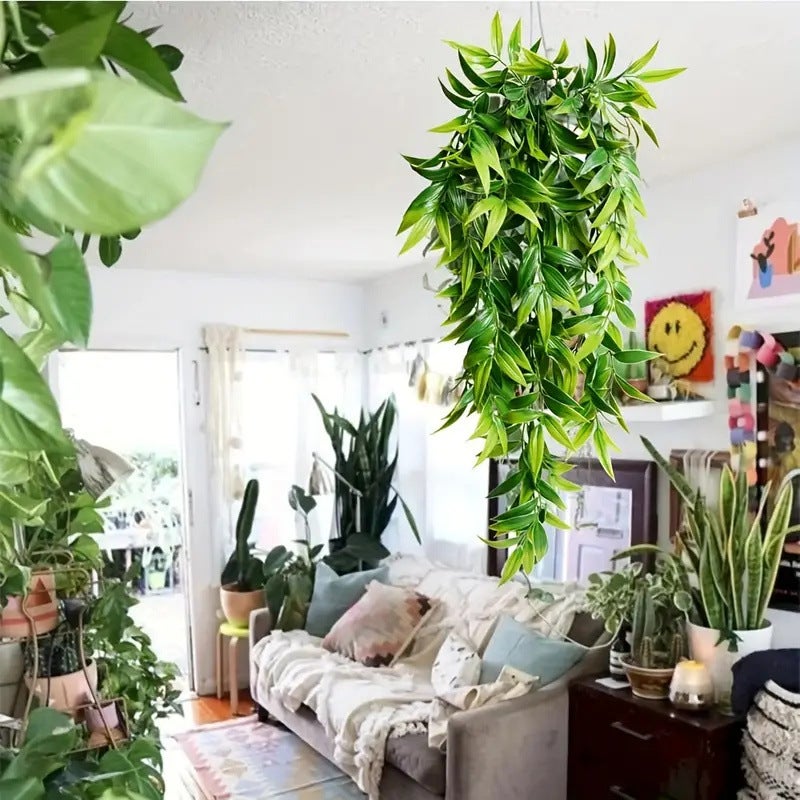 4 plantas colgantes artificiales de 79 cm, resistentes a los rayos UV, realistas, con hojas colgantes artificiales para el hogar y el exterior. - 7