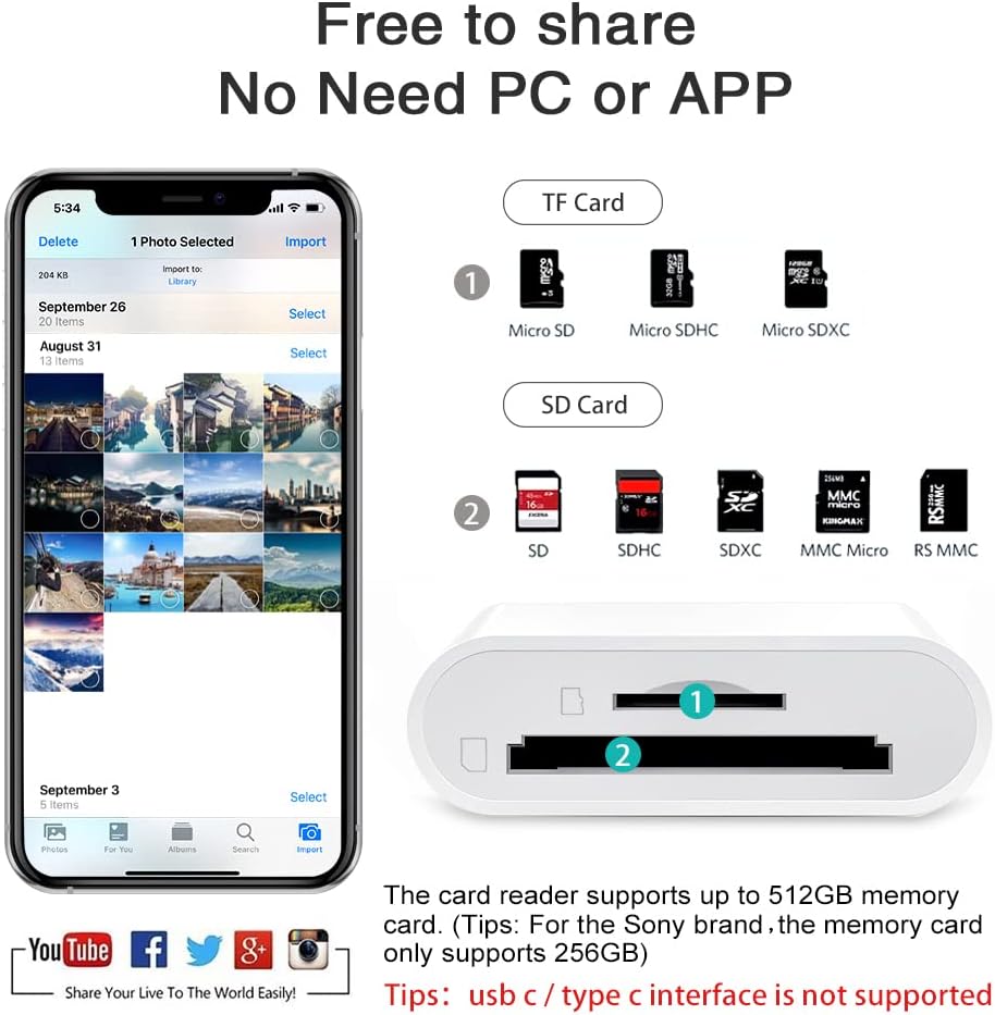 Lettore di Schede di Memoria SD/Micro SD, BorlterClamp 3 in 1 Memory Card Reader con Adattatore USB C/Micro-USB Compatibile con Computer, MacBook, Smartphone e Altri (Grigio Scuro