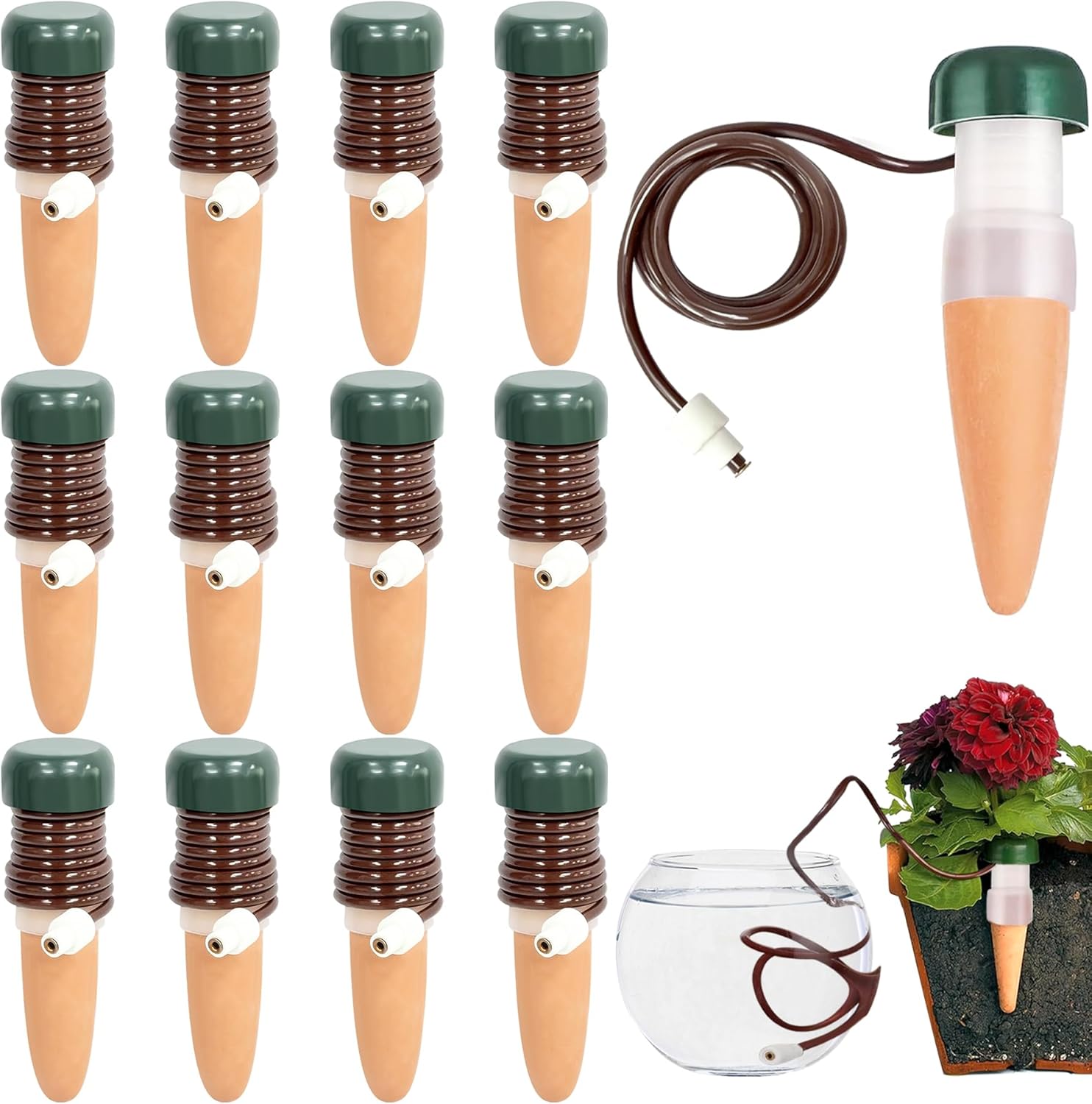 Samonawadniające dozowniki wody do roślin – opakowanie 12 szt., idealne do ogrodów i kwiatów, wygodny dozownik