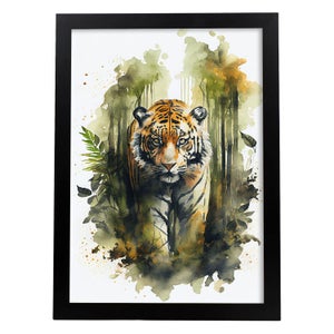 Tigre Nella Foresta Poster In Stampa Stile Di Animali Nel Paesaggio Naturale Camera Da Letto E Ufficio Decorazione Di Interni Model 3 A4 Senza Cornice | Leroy Merlin