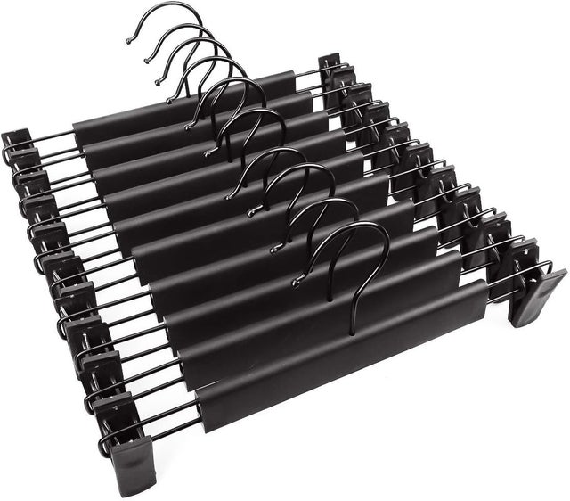 Lot de 10 cintres Premium avec Solide antidérapant réglable Clips Chrome Poli Finition