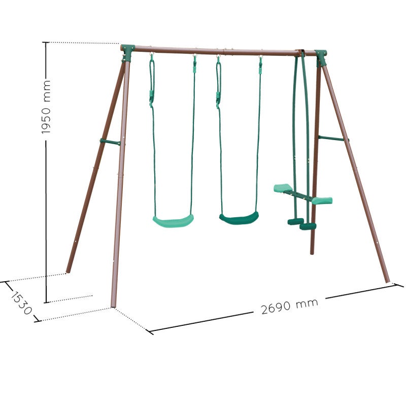 Portique 3 agrès en métal avec face à face MALO MENTHE - 3