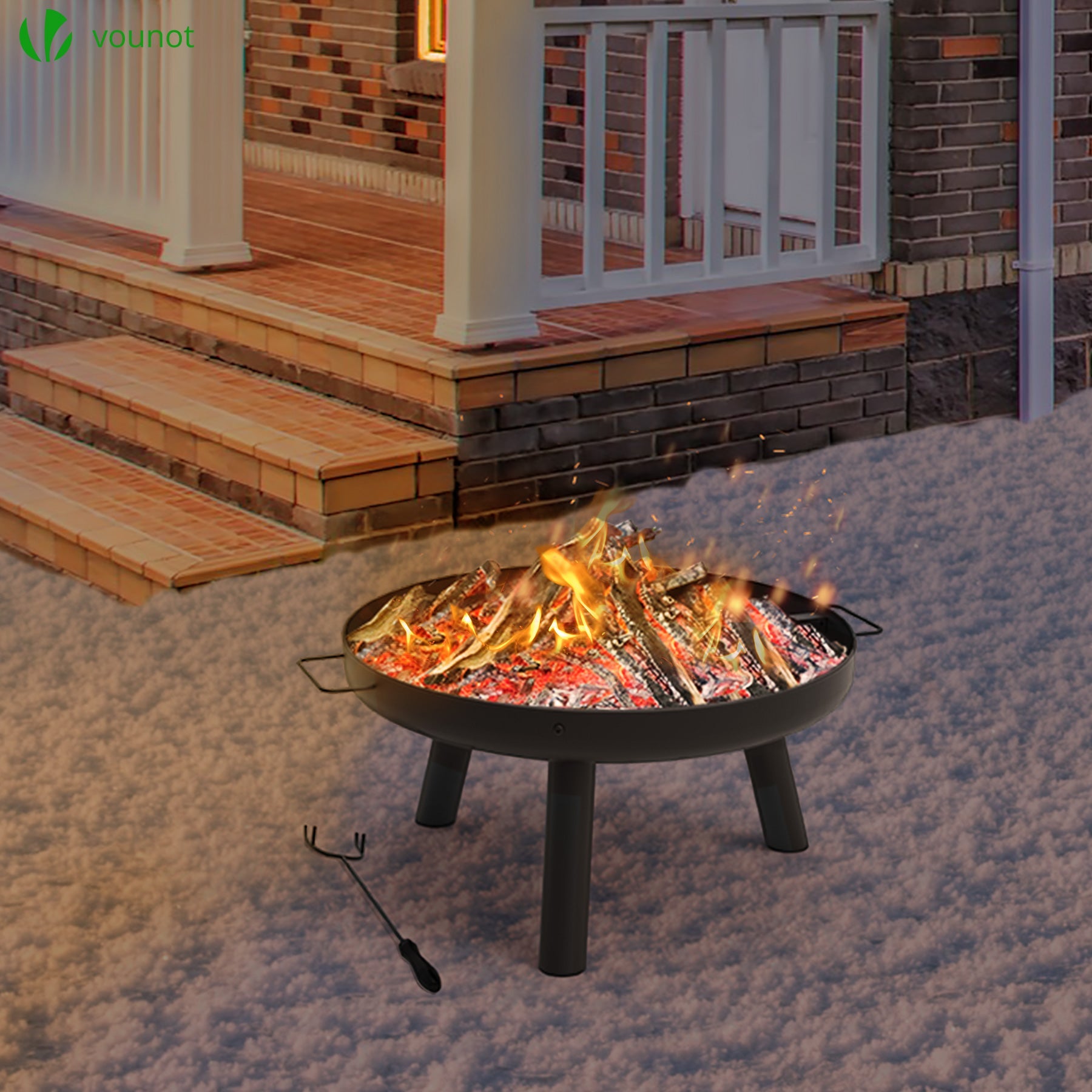 Brasero Exterieur en Metal avec Grille Tisonnier diametre 60cm noir VOUNOT® - 5