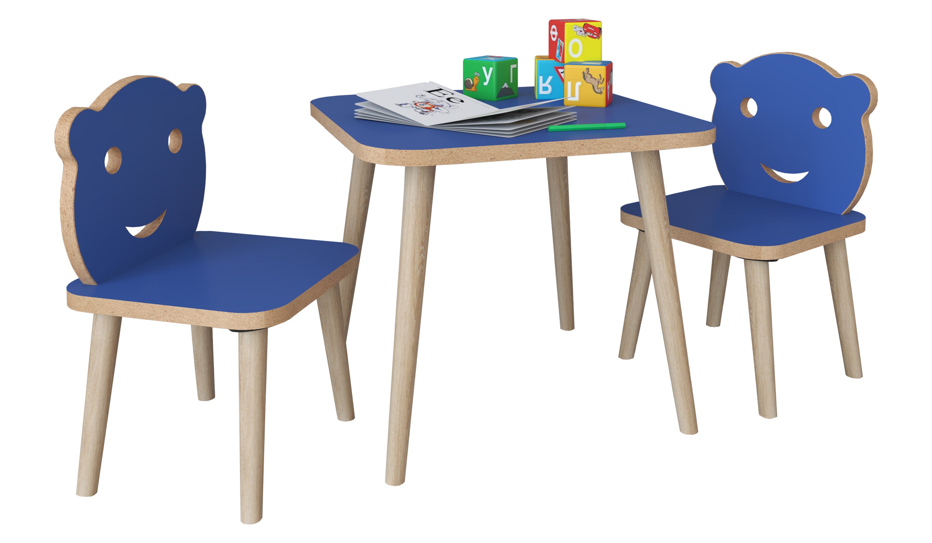 VCM Mesa lateral y mesa de centro LiLuLa Azul H. 52 x B. 110 x T. 50 cm ...