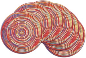 fanquare Set di 8 Tovagliette Rotonde Intrecciate in Cotone e Poliestere Lavabili e Antiscivolo da 38 cm per Matrimoni, Feste e Banchetti