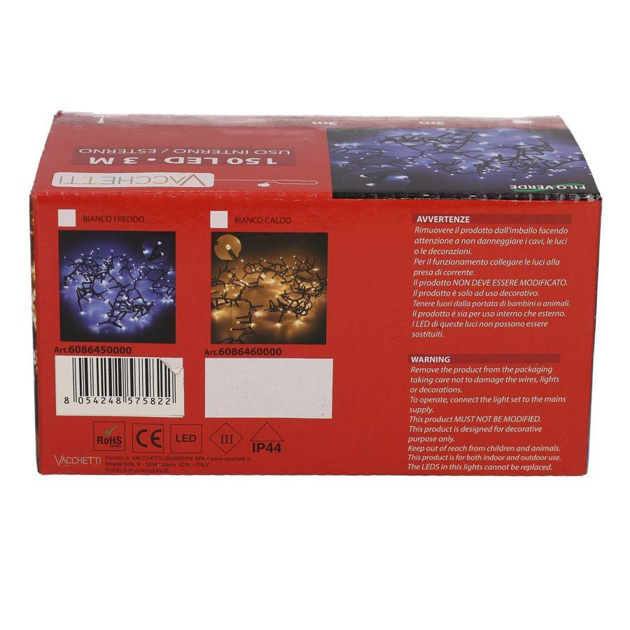 Fil lumineux 150 LED blanc froid fixe cm300 al. usage externe fixe - 4