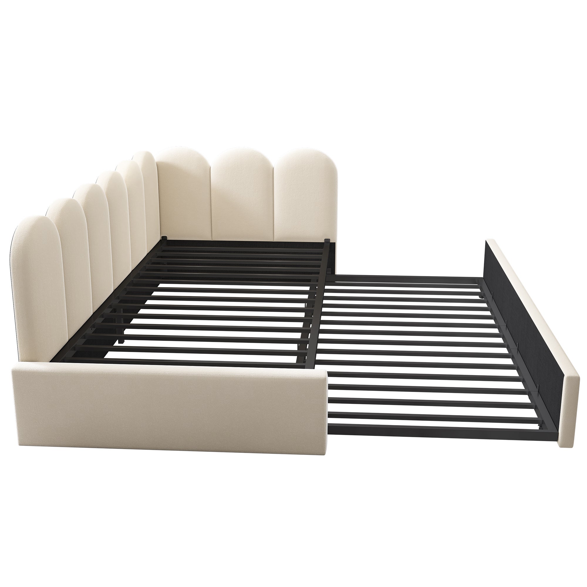 Sofá cama 90x200 cm - con cama nido 90x190 - tejido terciopelo - Beige - 8