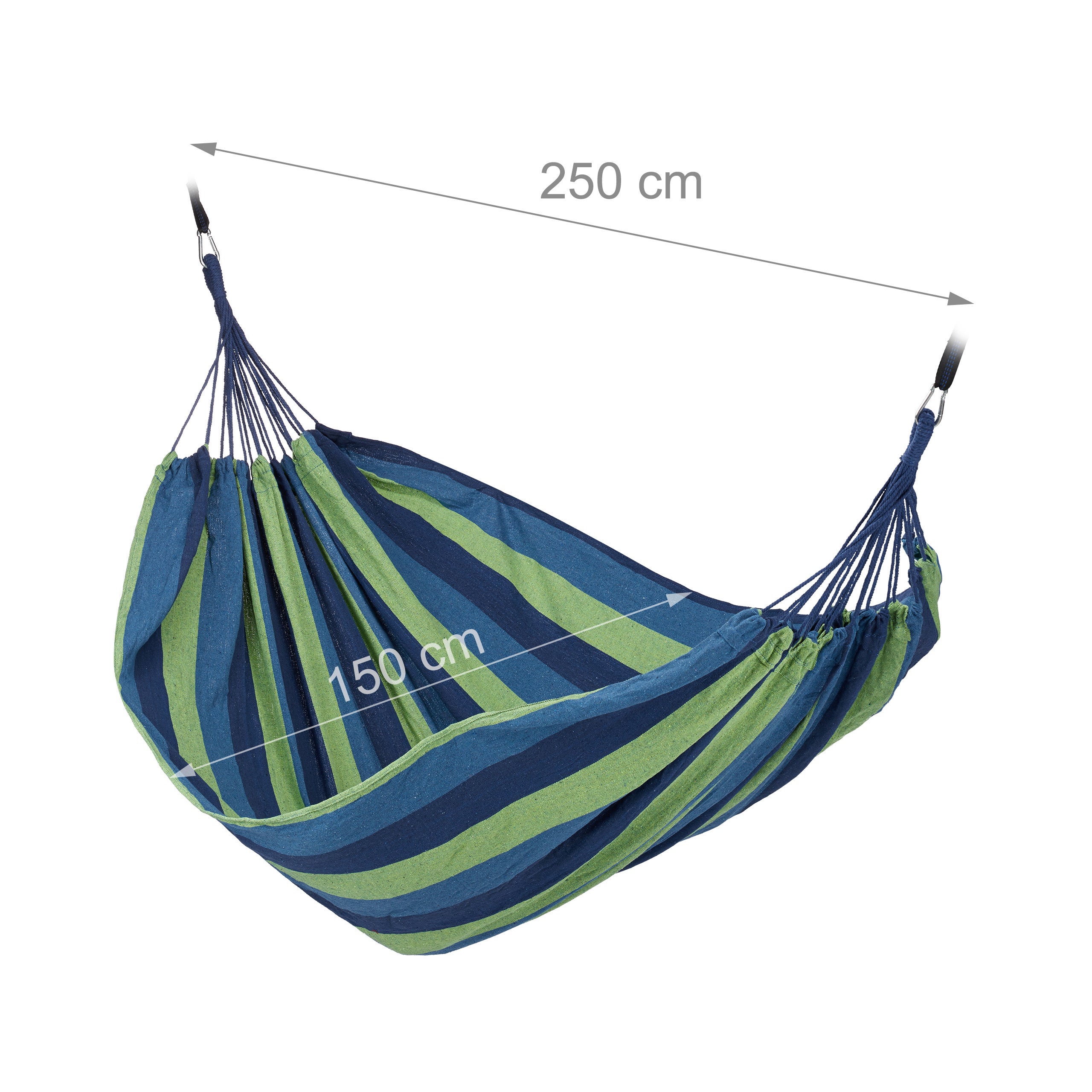 Hamac en coton, LxP&nbsp;: 150x190 cm, avec kit de fixation, jusqu’à 300&nbsp;kg, transportable, XXL, bleu-vert, Relaxdays - 4