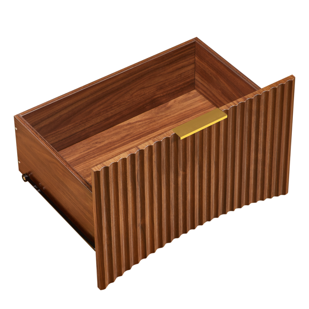 Table de chevet, un tiroir, 58 (L)×38 (P)×60 (H) cm, noyer - 9