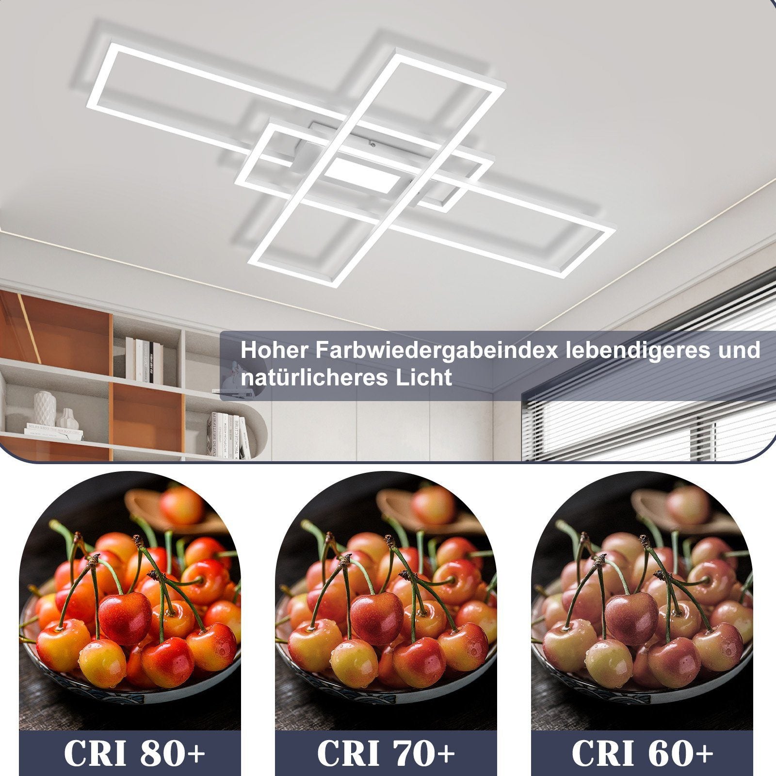 NETTLIFE Lámpara de Techo LED Regulable 50W Blanco con Mando a Distancia Diseño Moderno Salón Dormitorio Geométrico para Cocina Pasillo - 5