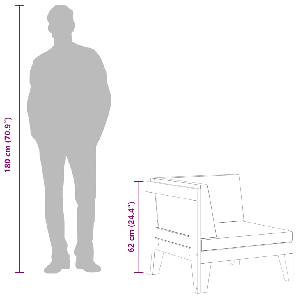 Salon de jardin 2 pcs avec coussins Bois d'acacia solide vidaXL - 8