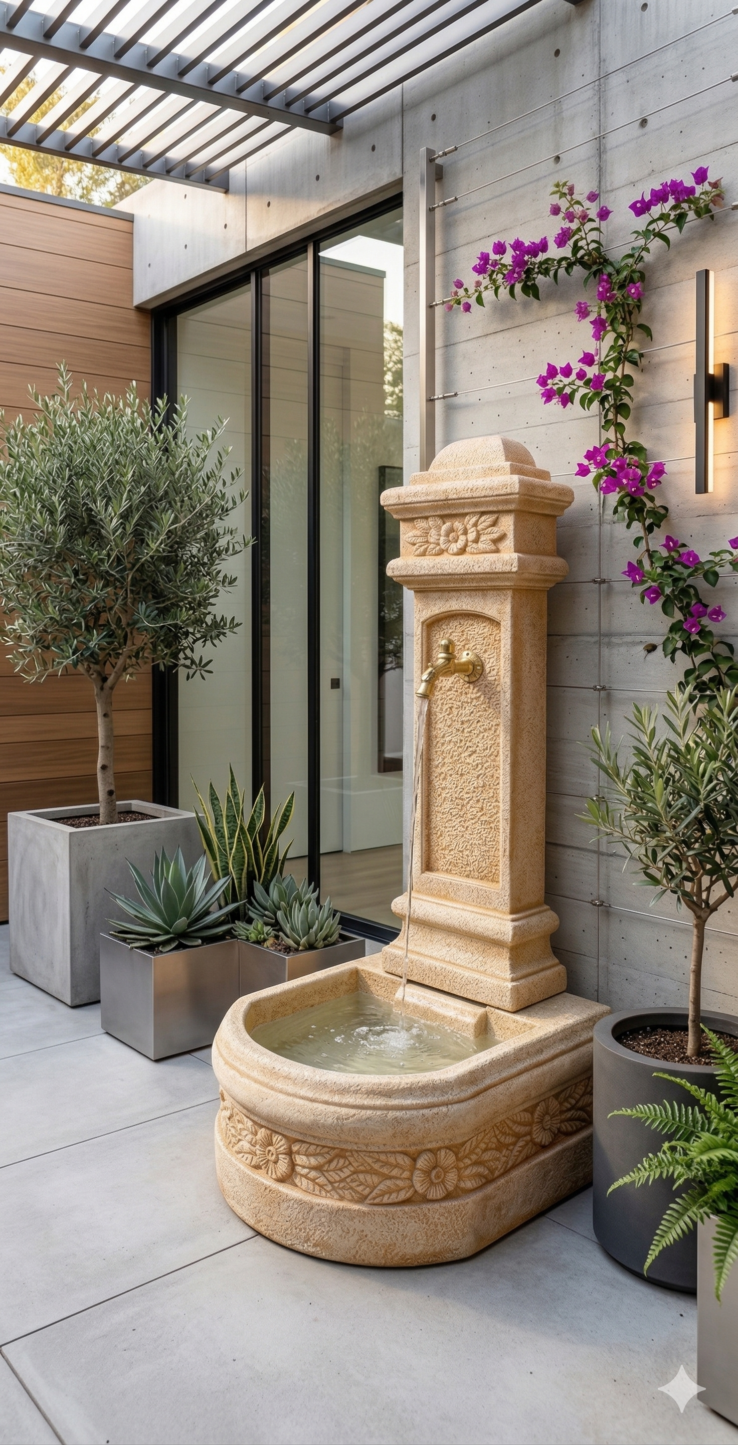 Fontaine de Jardin MAIA 53x62x122cm. Betón Pierre. Couleur Ocre - 3