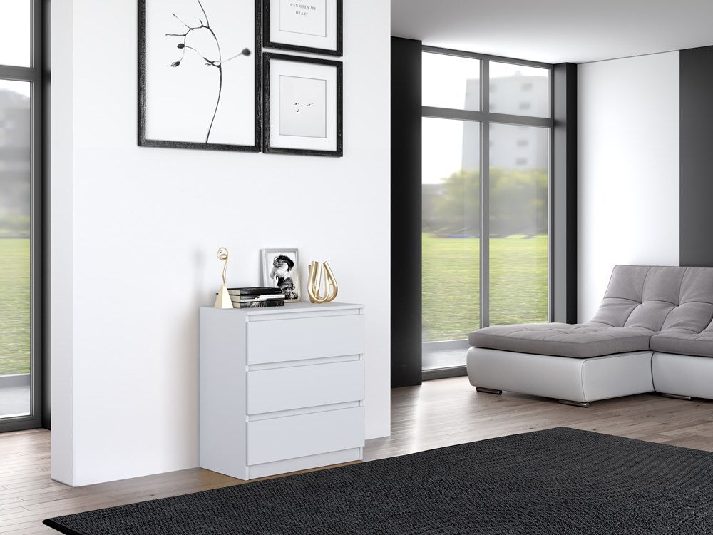 Commode moderne avec 3 tiroirs Malwa M3 - Blanc - 9