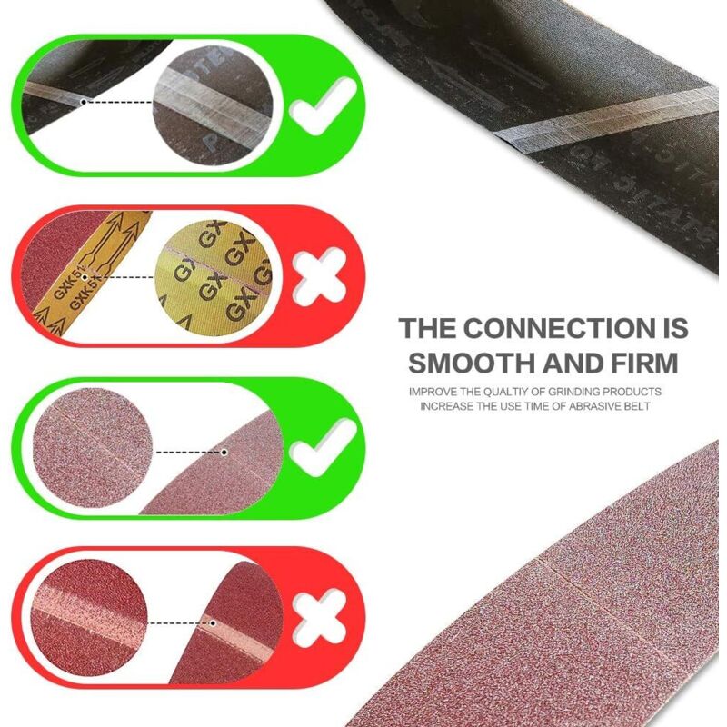 Bande Abrasive 75 x 457 mm - Lot de 12 Bandes Mixte Grains 80/120/150 pour Ponceuse à Bande - Idéal Ponçage Bois, Métal et Surfaces - 3