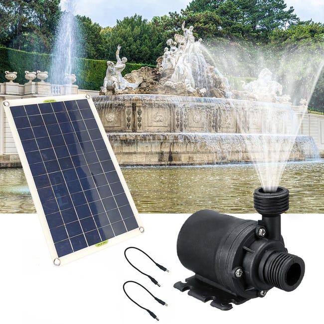 Bomba Solar Para Estanque - Sumergible, 6W, 240 L/h, Con Panel Ajustable, Para Fuentes Y Baños De Pájaros