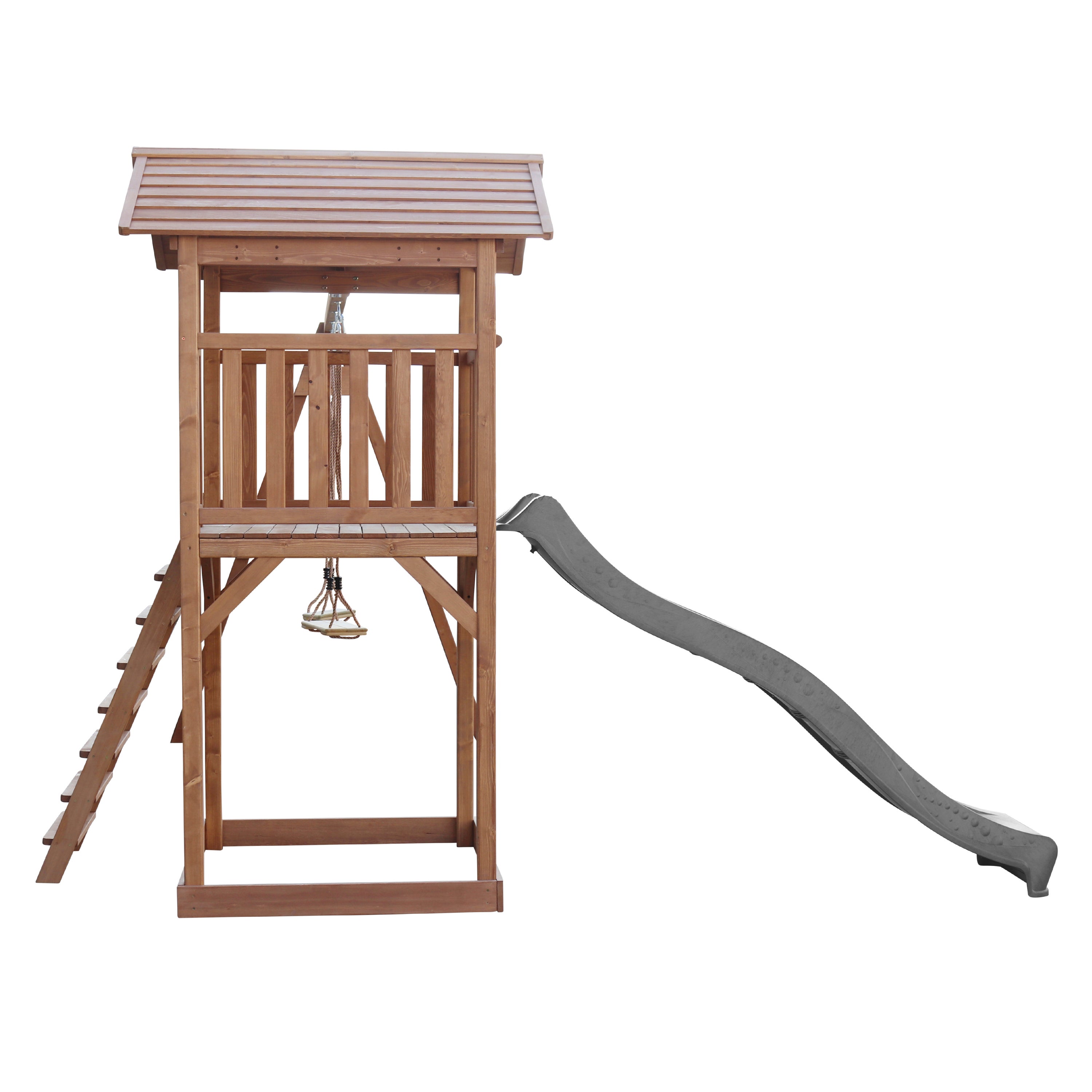 AXI Beach Tower Aire de Jeux avec Toboggan en Gris, 2 Balançoires & Bac à Sable | Grande Maison enfant extérieur en marron | Cabane de Jeu en Bois FSC - 7