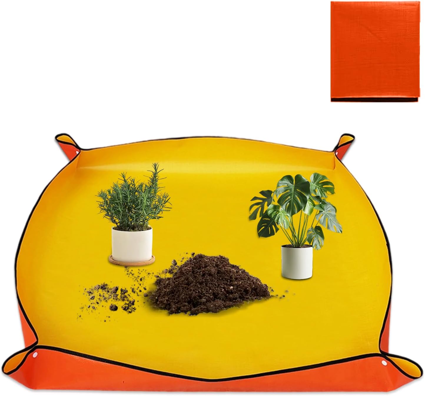 Mata do sadzenia roślin doniczkowych, pomarańczowa, ekologiczna, wykonana z polietylenu, 66 x 66 cm, gruba, wodoodporna, przenośna