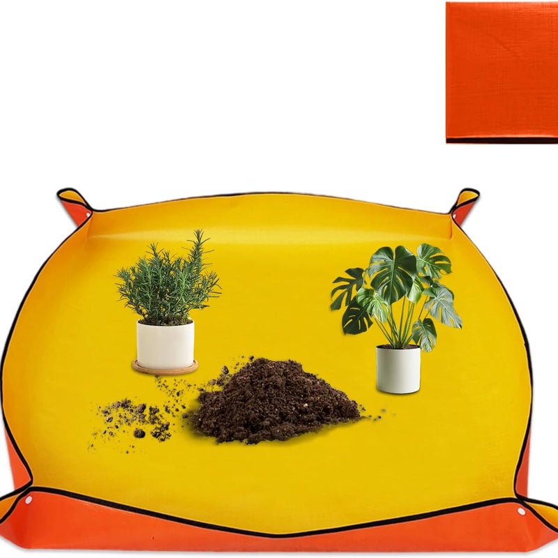 Mata do sadzenia roślin doniczkowych, pomarańczowa, ekologiczna, wykonana z polietylenu, 66 x 66 cm, gruba, wodoodporna, przenośna