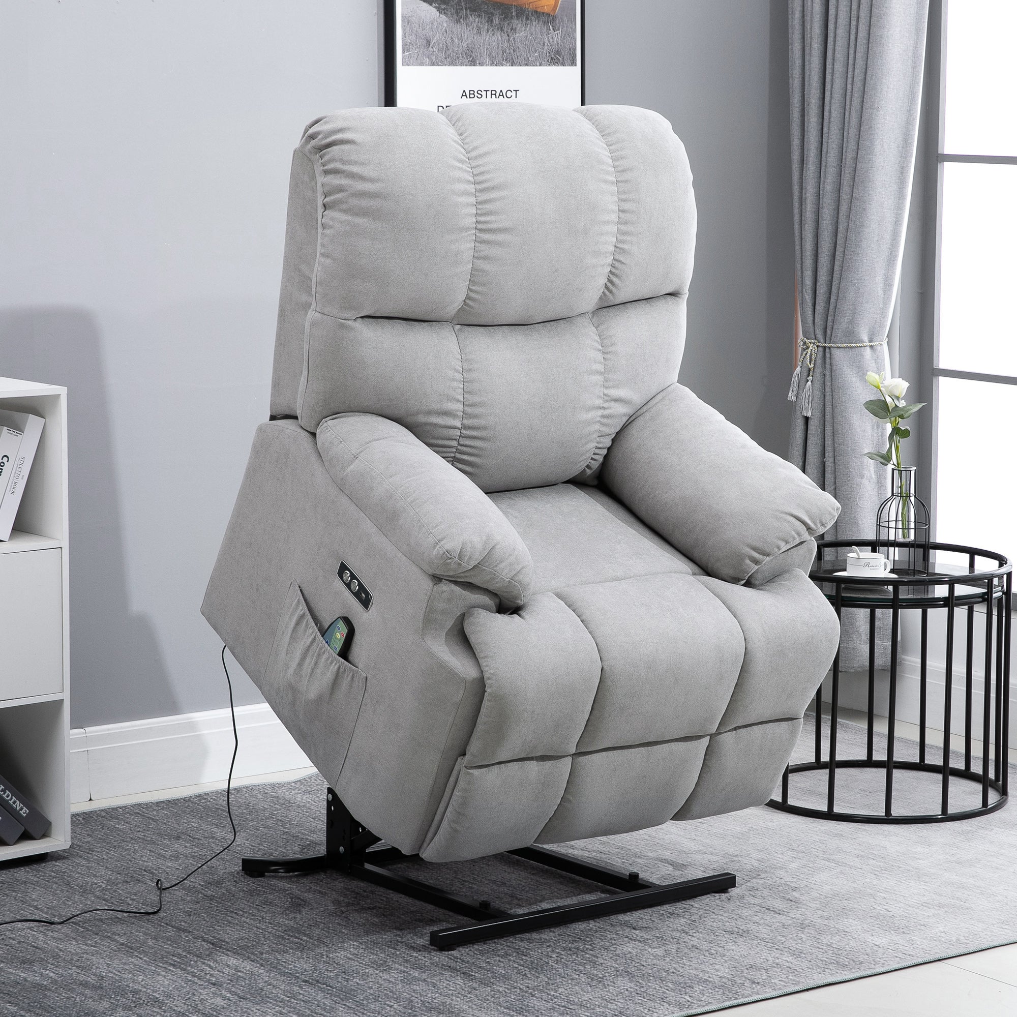 Fauteuil avec assistance relevage, fauteuil de massage, fauteuil inclinable avec port USB TV avec télécommande et poche latérale fauteuil TV - 3