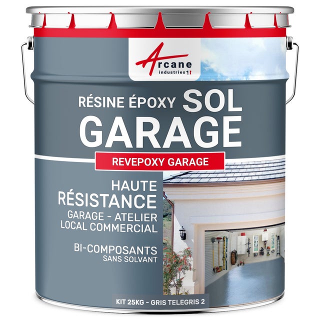 PEINTURE EPOXY SOL GARAGE - REVEPOXY GARAGE - 25 kg (jusqu'à 80 m² en 2 couches) Telegris 2 - RAL 7046 - ARCANE INDUSTRIES