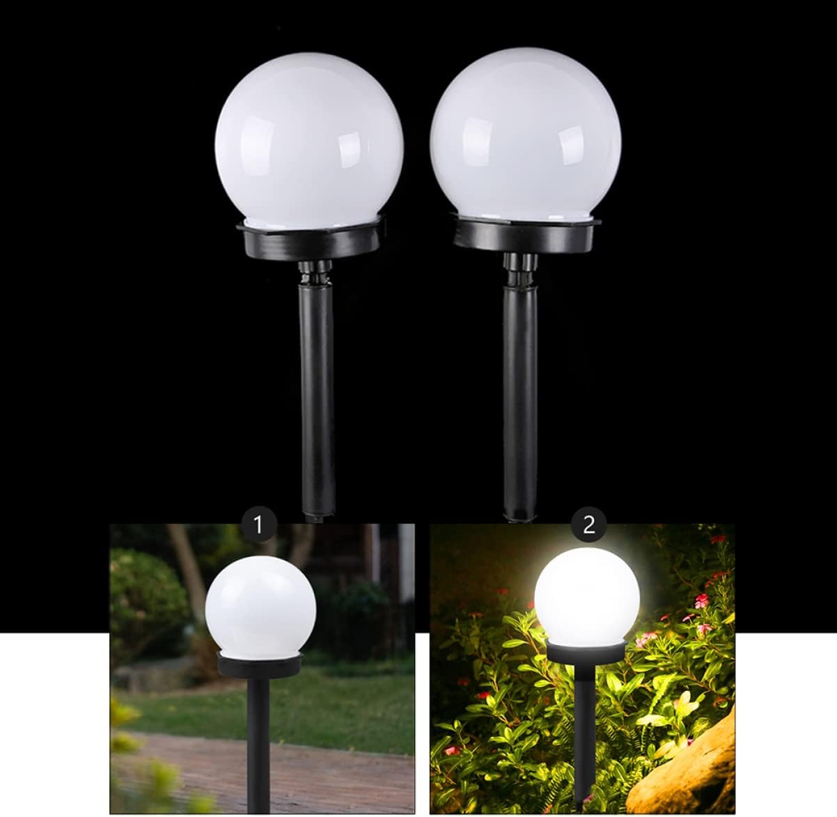 Zestaw 4 lamp solarnych LED, diody LED RGB, białe światło, 8 godzin pracy na baterii, wodoodporność IP44 - 4