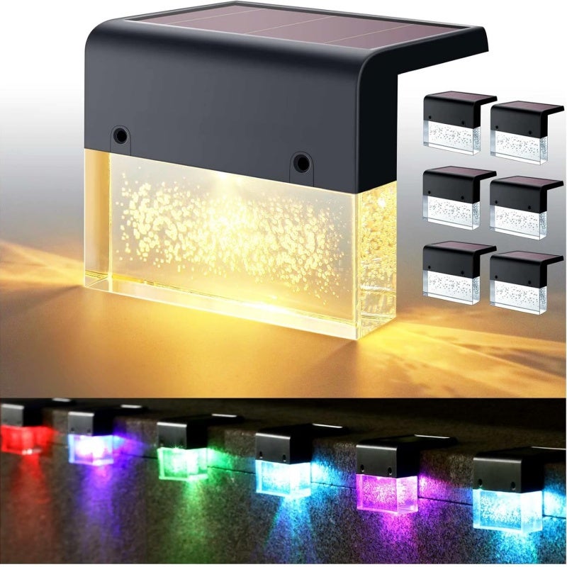 Set de 6 lumini solare LED cu cristal chihlimbar pentru terasă, 10 lumeni, 2 moduri, IP64, baterii AA Ni-Cd 600mAh, pentru balcon și terasă 6buc