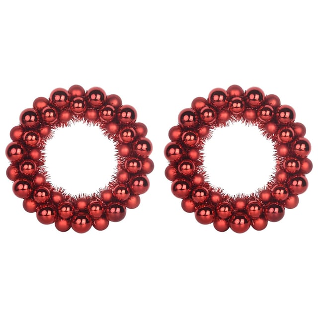 Couronnes de Boules de Noël 2 pcs Rouge 33 x 33 x 7 cm vidaXL