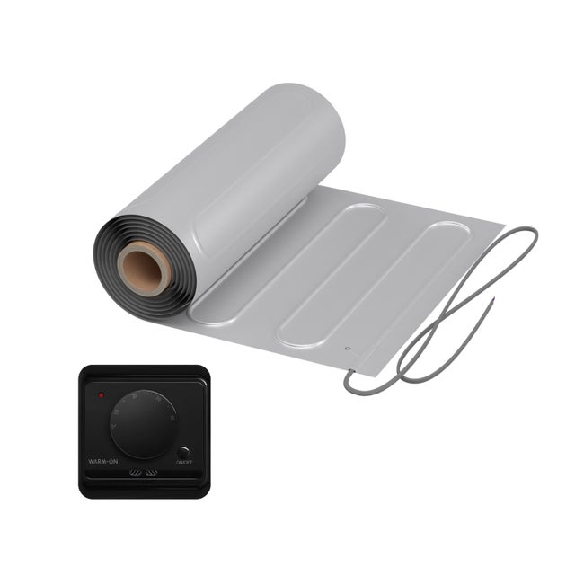 Chauffage au sol électrique pour PVC, parquet stratifié, vinyle WARMON ALU 150 W/m² + Thermostat AC3082H analogique, noir - 6 m²