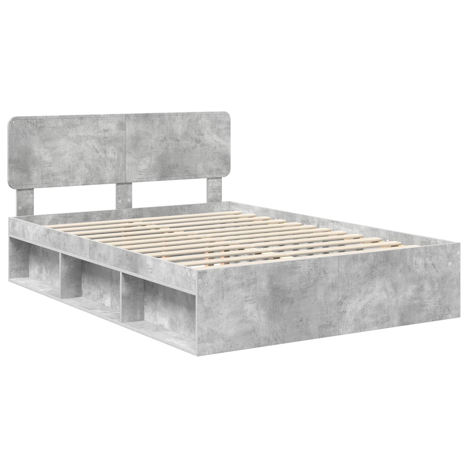 Cadre de lit Gris Béton 150 x 200 cm Pin massif - 4