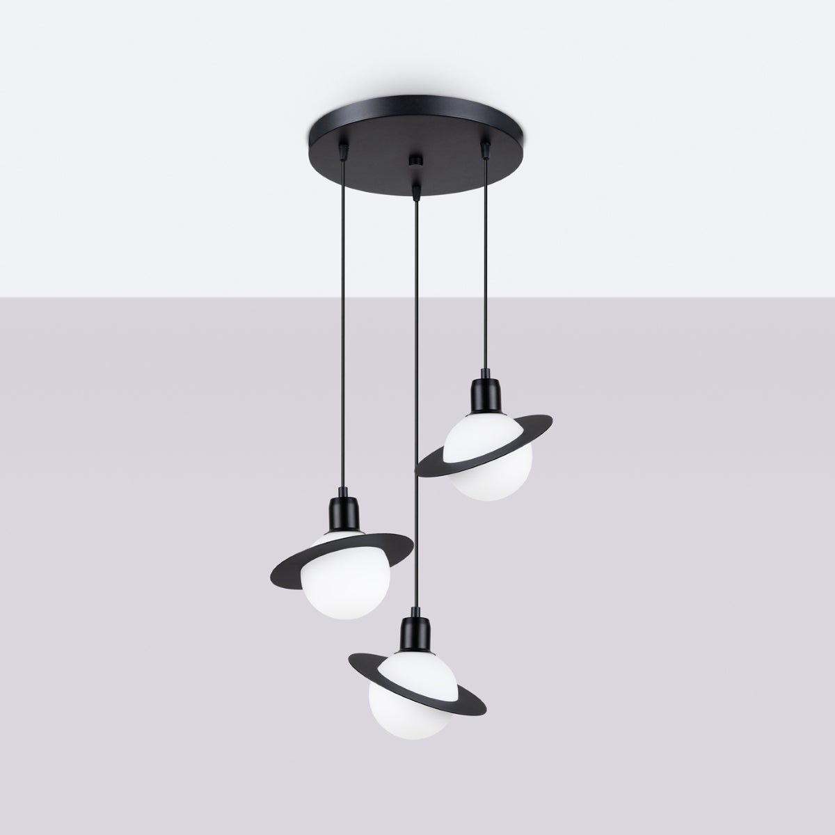 Lampa wisząca GLOXO 3P czarny LED 4000K - 32x32x120cm Sollux