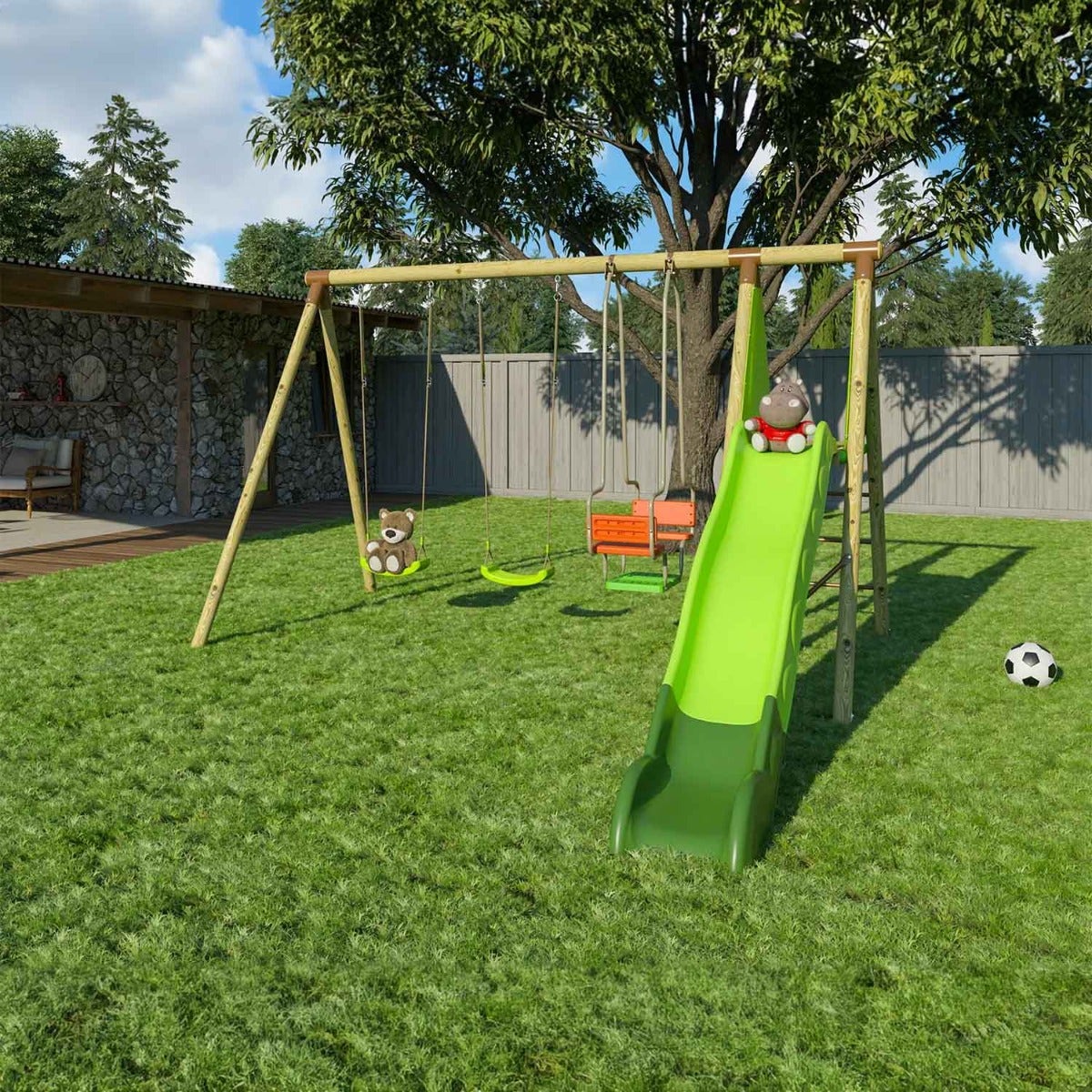 Station de jeux bois 2,30 m Topwood PUNJI - 5 enfants - 2