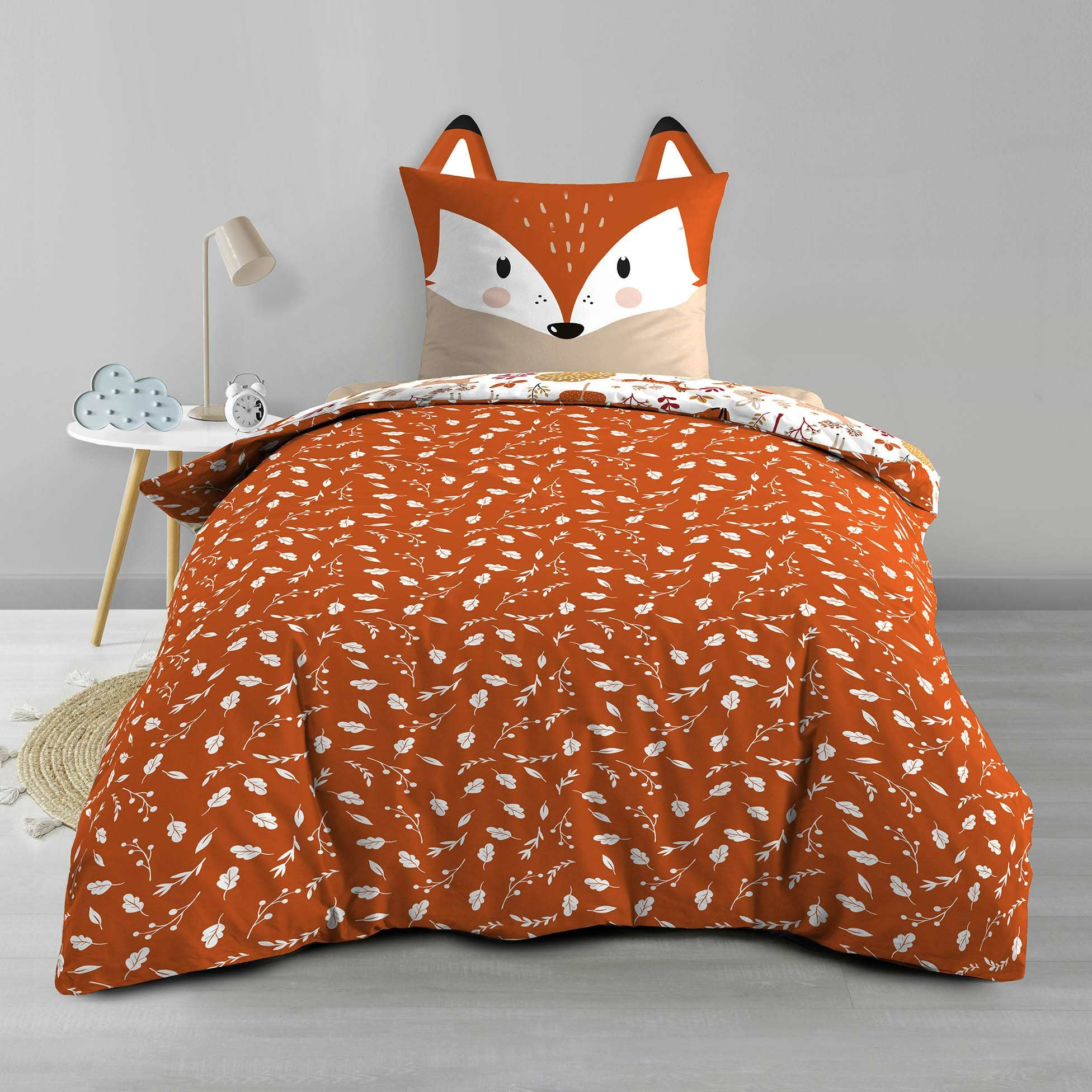 Housse de Couette Enfant 140 x 200 cm + 1 Taie – ROXY – 42 fils – Réversible avec Taie Tête de Renard - 2